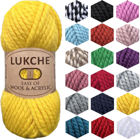 Wool and Acrylic Yarn 25% Wool - 75% Acrylic - 3,52 Oz - 65,6 Yds, Easy Thick and Fast Yarn, Soft and Super Bulky Weight #6 for Knitting, Crocheti...