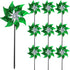 Hausse 10 Pack Reflective Pinwheels Holiday Decor, Extra Sparkly Wind Sculptures for St. Patrick's Day Decorations Party Supplies, Deterrent to Sc...