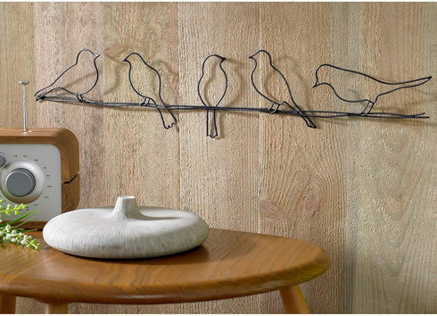 Graham & Brown 41-221 Bird on a Wire Metal Wall Art, Black, 5.00" x 23.00"...
