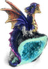 Ain’t It Nice Dragon Statue Rock Faux Geode Cavern Sparkling Medieval Collectible Fantasy Dragon Figurine Décor, Blue 3(L) X 1.5(W) X 4(H) inches...