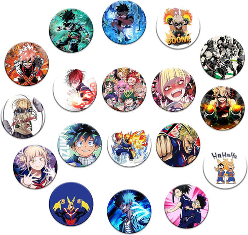 Anime Hero Button Pins Set (18Pcs 1.5 inch) Gifts Button Pins Badge Anime Decoration for Bags Backpack Accessories Supplies Crafts Decor Teens...