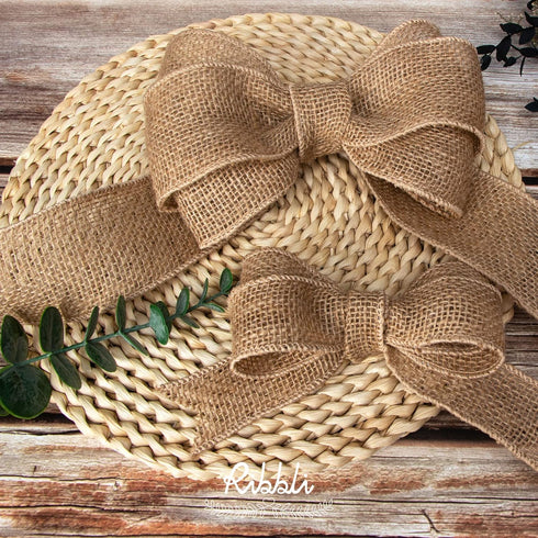 Ribbli 2 Rolls Jute Burlap Wired Ribbon,1-1/2 Inch Total 20 Yard,Natural Beige Wired Ribbon for Crafts Gift Wrapping Wreaths Tree Decoration Outdo...