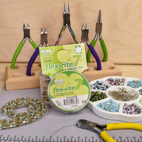The Beadsmith Flex-Rite 7 Strand Nylon Coated, Stainless-Steel Beading Wire, Jewelry Making Supply (.018 Dia, Clear - 30 Ft)...