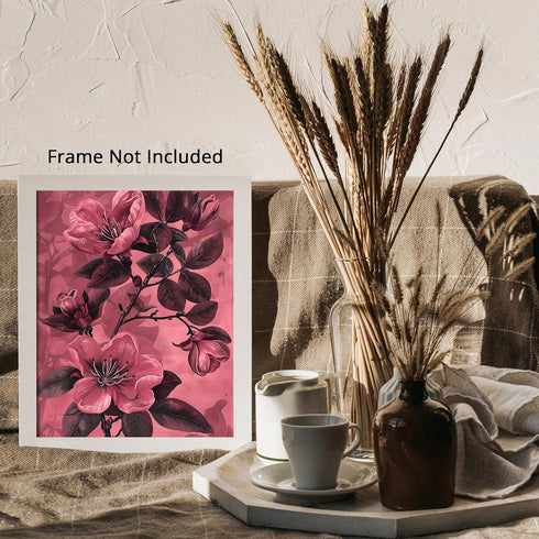 Posterizer 1 pcs-pink flowers and background-dainly girly art-Floral & Botanical Art-Abstract & Modern Art-Decor for Home & Office- UNFRAMED Wall ...