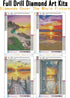 CHWGLFGG 4 Pack Diamond Painting Kits for Adults Beginners,DIY 5D Beach Landscape Diamond Art Kits,Round Full Drill Seaside Sunset Scenery Gem Art...