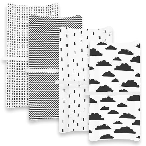Changing Pad Cover – Premium Baby Changing Pad Covers 4 Pack – Boy or Girl Changing Pad Cover – Pure Jersey Machine Washable Black and White Chang...