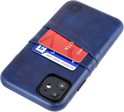 Dockem iPhone 11 Wallet Case: Built-in Metal Plate for Magnetic Mounting & 2 Credit Card Holders (6.1" Exec M2, Synthetic Leather, Navy Blue)...