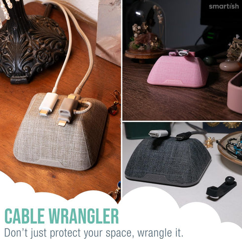 Smartish Magnetic Cord Holder - Cable Wrangler Organizer with Magnet Clips for Charger Management on Desktop, Nightstand, or Side Table for All Ca...