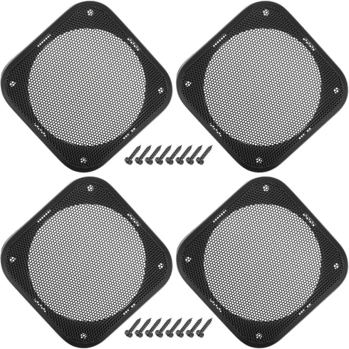 ACROPIX Universal 4" Car Speaker Grills Cover Mesh Square 4 Inch Audio Speaker Subwoofer Guard Protector Case with Mounting Screws ABS Black - Pac...