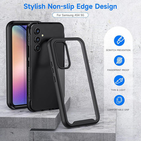 seacosmo Case for Samsung Galaxy A54 5G, with Built-in Screen Protector, Full Body Shockproof Protection Phone Cover?Black...