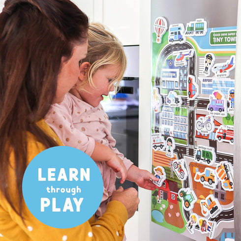 Curious Columbus Vehicles Fridge Magnets for Toddlers 1-3 Year Olds. Large Foam Refrigerator Magnets for Kids Baby and 3-5 Years Old. Magnetic ABC...