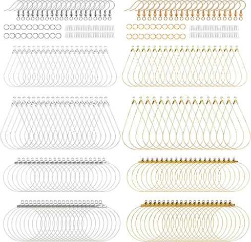 Earring Making Kit with 160PCS Beading Hoop Earring Finding Component Accessories, 80PCS Hooks, 80PCS Jump Rings Loop and 80PCS Earring Backs for ...