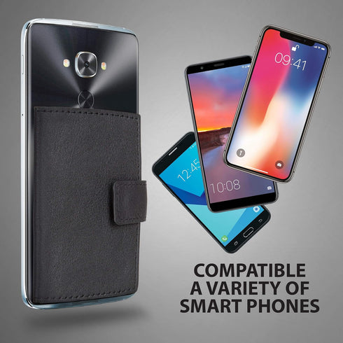 Cell Phone Card Holder Stick on Wallet Phone Pocket for iPhone, Android and All Smartphones (Black and Grey)......
