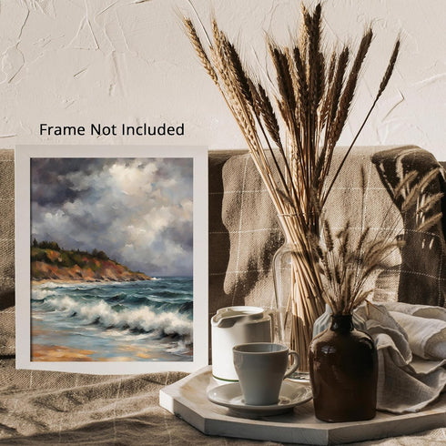 Posterizer 1 pcs- sea and beach themed oil painting style print 8-Landscape & Nature Art-Floral Botanical Art- Decor for Home & Office- unframed w...