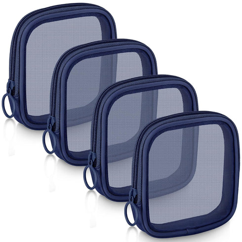 Weewooday 4 Pcs Mesh Makeup Bag Mesh Cosmetic Bag Travel Toiletry Bag Pouch with Zipper Mini Portable Makeup Cosmetic Travel Toiletry Purse Bag fo...