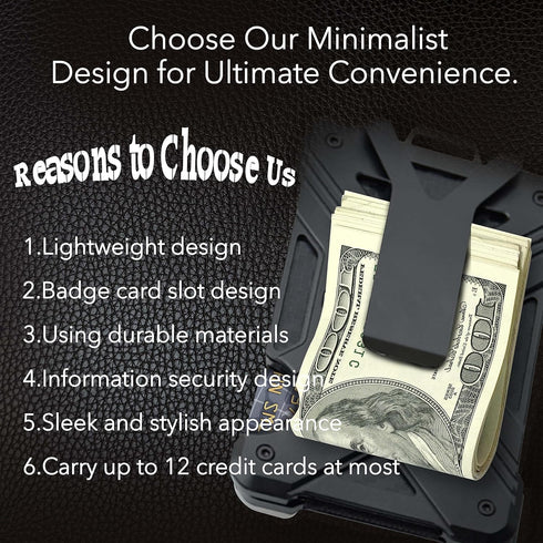 Tactical Wallet, Carbon Fiber Wallet, Money Clip, RFID Blocking Technology with Clear ID Window Holder, Men's Slim Aluminum Holder Pocket Cash Cre...