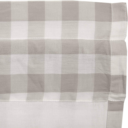 VHC Brands Annie Buffalo Check Farmhouse Kitchen Window Curtains- Lined Valance, 16x60, White &Grey...