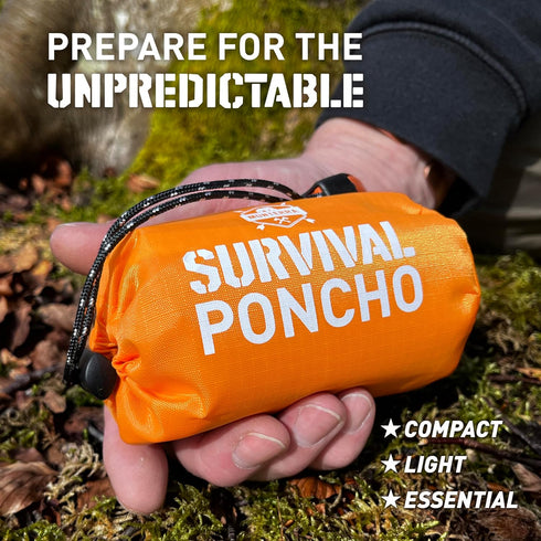 Emergency Survival Poncho. 2 Thermal Mylar Space Blanket Rain Ponchos. Camping Accessories, Outdoor Survival Gear....