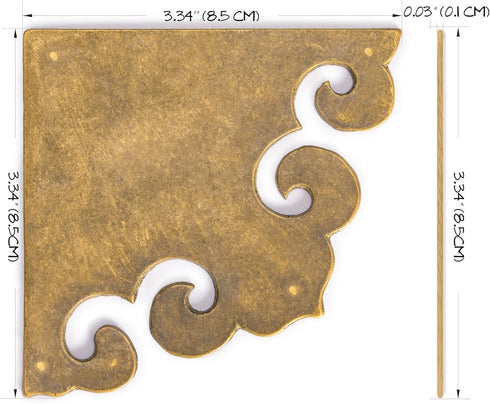 Brass Curled Box Corner Plate – Set of 2, 3.3", by Hardware Philosophy...