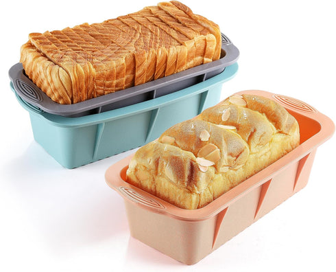 3PCS Silicone Bread Loaf Pan, Non-Stick Bread Pans for Baking, Easy Release Loaf Pan, Great for Homemade Bread, Cakes, Brownies, Dishwasher Safe (...