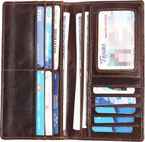 Womens Ladies Genuine Leather Wallet Long Embossing Bifold Wallet Clutch Purse (Coffee)...