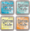 Tim Holtz Ranger Distress Oxide Ink Bundle - Four 3" x 3" Pads (B - Brights : Mermaid Lagoon, Evergreen Bough, Squeezed Lemonade, and Carved Pumpk...