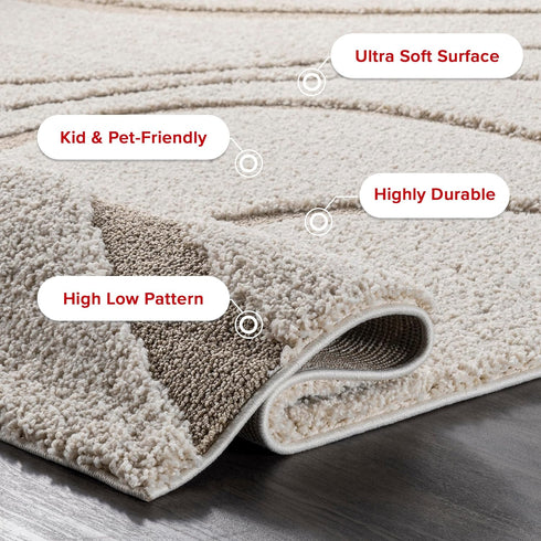 nuLOOM Carolyn Modern Shag Area Rug - 2x3 Accent Shag Rug Transitional Cream/Blue Rugs for Living Room Bedroom Dining Room Nursery Entryway...