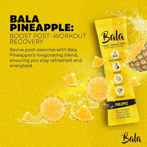 Bala Enzyme Hydration & Sugar-Free Drink Mix - Turmeric, Bromelain, Papain, Immunity, Mobility - Pineapple 0.25oz (10 Count)...