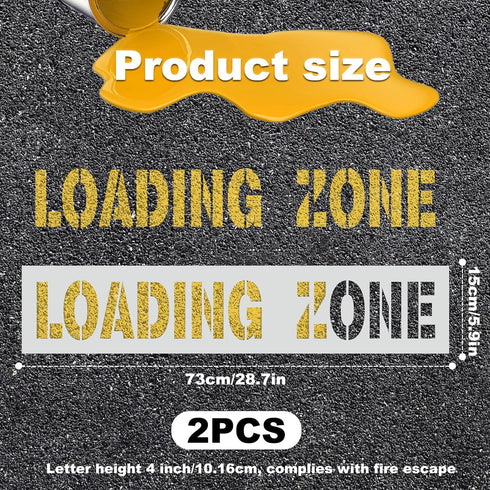 2pcs Loading Zone Stencils, 28.74x5.9 Inch Parking Lot Spray Stencils Reusable Letter Stencils Paint Stencils Warning Sign Stencils Floor Paint St...