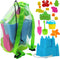4E's Novelty Beach Toys for Kids with Bag (17 Pcs Set) Castle Beach Bucket with Shovels & Molds - Beach Toys for Kids 3-10, Sand Toys for Toddlers...