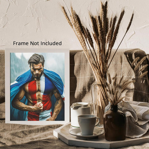 Posterizer 1 pcs-abstract football / soccer suoer hero with flag costume-Sports & Hobby Art Gifts for sports fans Decor for Home & Office- unframe...