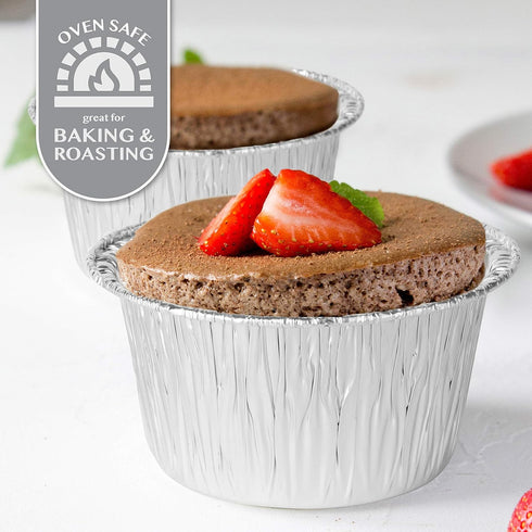 Plasticpro 4.5'' Inch Round Tin Foil Pans Disposable Aluminum, Freezer & Oven Safe Pack of 50...