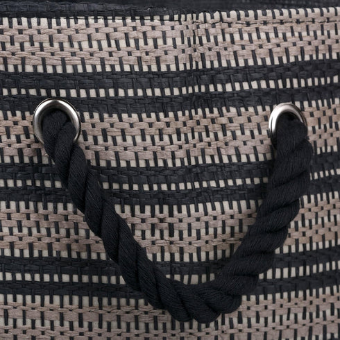 DII Woven Paper Storage Bin, Basketweave, Stone & Black, Large...