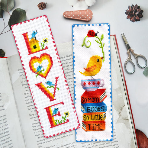 Povitrulya Love 'Birds' Counted cross Stitch Bookmark Kit - Valentine's Day DIY Embroidery set for Adults with Paper pattern, 16-count Aida Canvas...