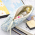 PAZIMIIK Cotton Makeup Bag for Women Large Quilted Travel Cosmetic Pouch Girls' Make Up Organizer,Little Flower Blue...
