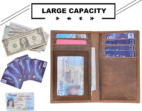 Slim Thin ID/Credit Card Holder RFID Genuine Leather Bifold Front Pocket Wallet...