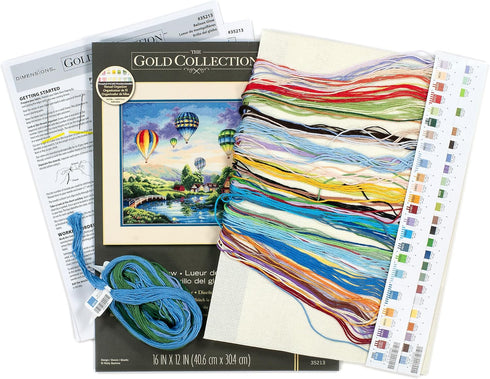 Dimensions 35213 Gold Collection Hot Air Balloon Advanced Counted Cross Stitch Kit, 18 Cnt. Ivory Aida, 12'' x 16''...