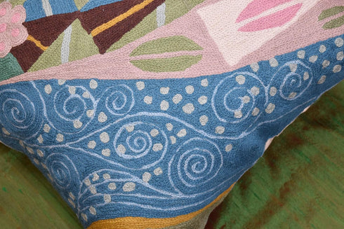 Klimt Blue Modern Pillow Cover - Seed Art Nouveau Pillowcase Modern Farmhouse Chair Cushion Boho Outdoor Pillowsham Mid Century Couch Cushion Hand...