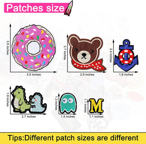NICEVINYL Embroidered Iron-on Patches Applique: 72Pcs Random Assorted Decorative Patches Iron on/Sew on for Clothing Accessories...