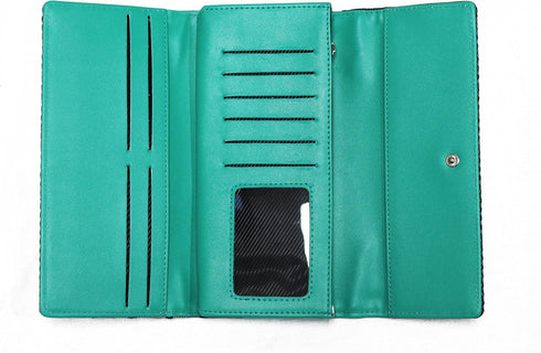 Bride Racing Women's Ladies Wallet Clutch Trifold Fabric Leather Bride Gradation (Mint Teal)...
