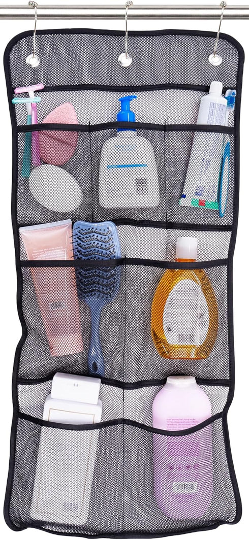 S&T INC. Shower Organizer, Shower Caddy or Bathroom Organizer with Quick Drying Mesh, 7 Pockets to Hold Shampoo, Soap, Loofah, and Cruise Ship Ess...