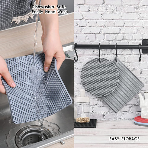 Silicone Trivets for Hot Dishes, Trivet Mat Hot Pads for Kitchen, Silicone Pot Holders for Kitchen, Trivets for Hot Pots and Pans, Heat Resistant ...