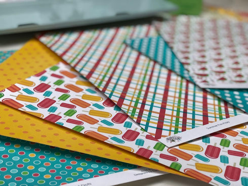 Pattern Paper Pack - Summer Fun - Scrapbook Premium Specialty Paper Single-Sided 12"x12" Collection Includes 16 Sheets - by Miss Kate Cuttables...