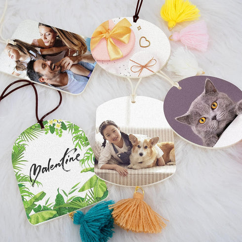 Temlum 40 Pcs Sublimation Air Freshener Blanks with 40 Pcs Tassels, Elastic Rope, Clear Bag, Sublimation Blanks Products DIY Air Freshener for Car...