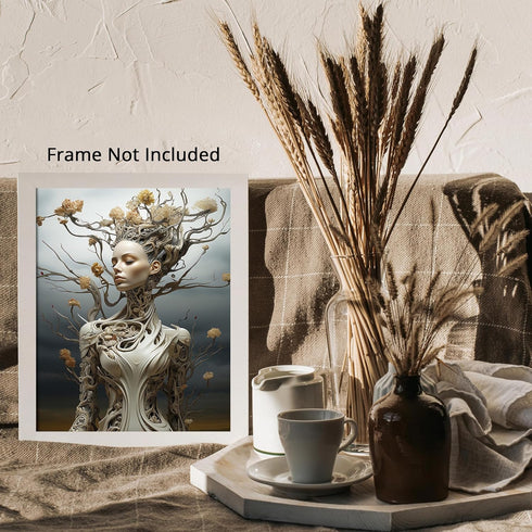 Posterizer 1 pcs-Woman Transforms into Floral Form-Abstract & Modern Art-Fantasy & Fiction Art-Gift for Art Lovers-Decor for Home & Office- UNFRAM...