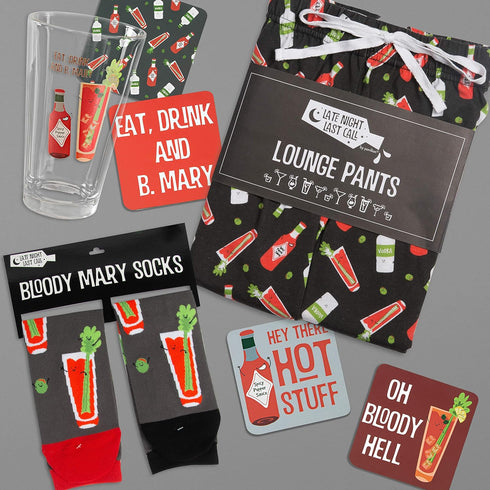 Pavilion - Bloody Mary - 4 Piece Sentiment, Pattern and Character Coaster Set With Box Holder - 4 Inch...