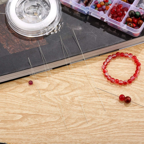 25 Pieces Beading Needles Big Eye Beading Needles Beading Embroidery Needles with a Needle Bottle and a Tweezers for Bracelets Jewelry Making, 5 S...