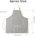Tosewever 2 Pieces Kitchen Cooking Aprons, Waterproof Linen Adjustable Bib Aprons with 2 Pockets for Women Men Chef (Grey Stripes/Plaids, 2)...