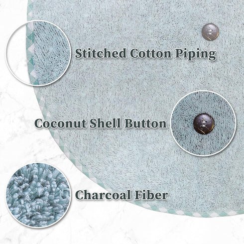 myHomeBody Hand Towels with Hanging Loops, Absorbent Charcoal Fiber Cleaning Clothes with Coconut Shell Button for Kitchen, Round Shape, Set of 2,...