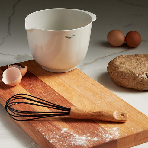 10" Silicone Whisk with Wood Handle - Black Whisk Head, Perfect for Pancake Batter, Eggs, Cake Mix, Blending, Gravy and Sauces...